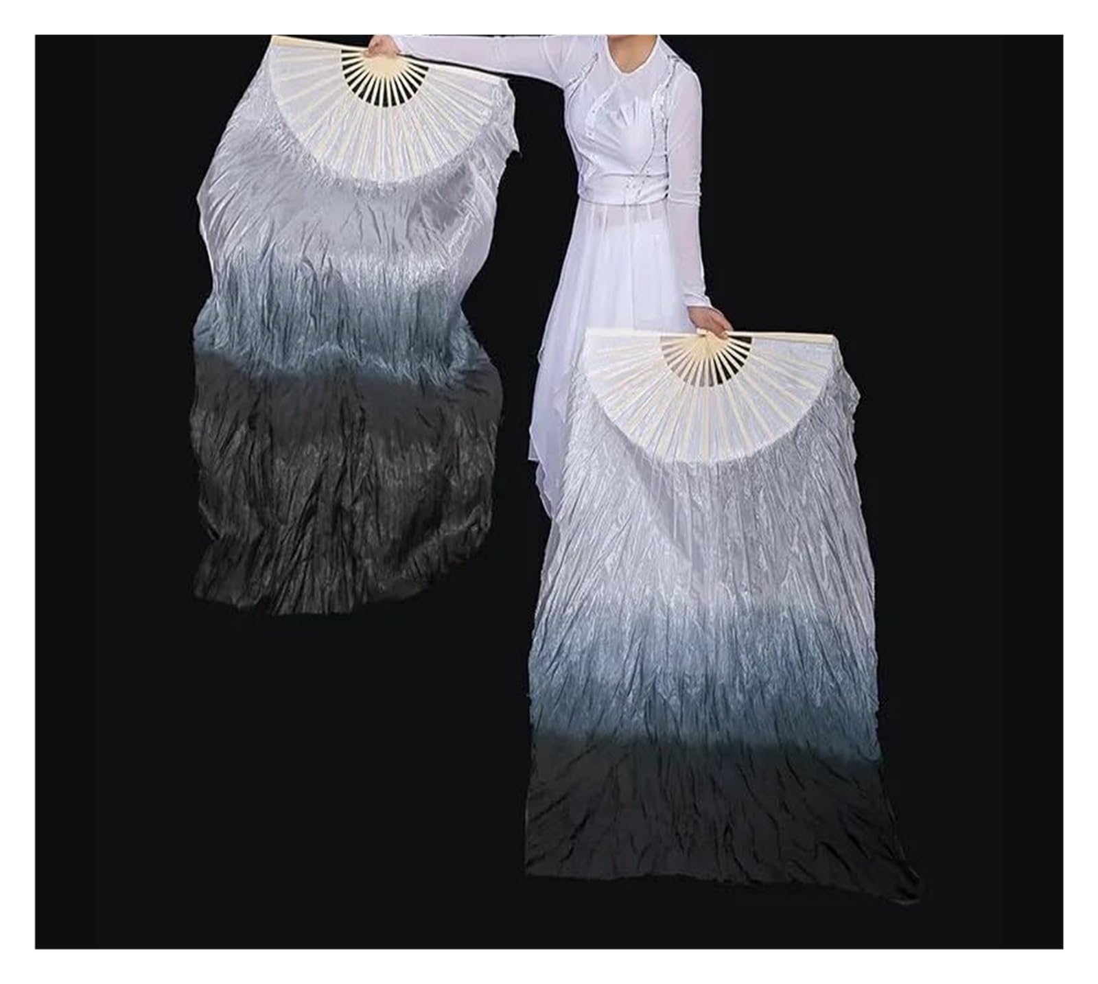 Amazon.co.jp: KeuLen ベリーダンスシルクファン、ロングシルクファン